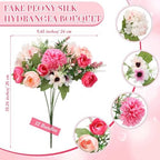 Tigeen 12 Bundles Peonies Artificial Flowers Faux Roses, Rose Red - Image 2