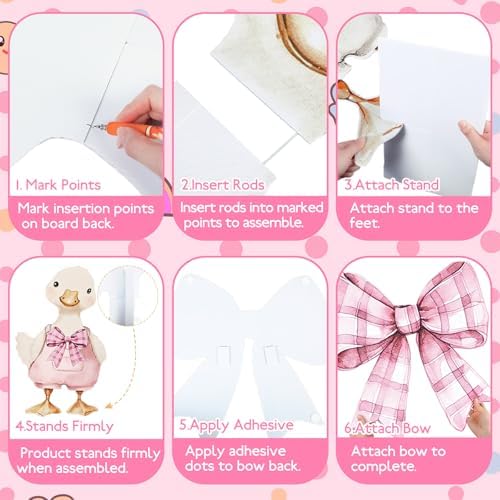 Novabright 2 Pcs Silly Goose Cutout Party Decoration 39.4'' 1st Birthday Silly Goose Cardboard Cut Out Sign 19.69'' Adhesive Bow Cutout Photo Prop Backdrop Standup for Birthday Baby Shower(Pink) - Image 4
