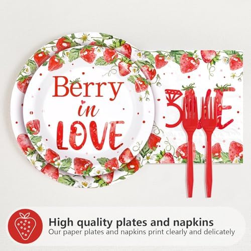 96Pcs Strawberry Bridal Shower Party Decorations, Serves 24 - Image 2