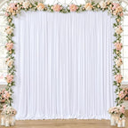10x10ft White Backdrop Curtain for Wedding Parties Wrinkle Free Fabric White Drapes Backdrop Decoration for Baby Shower Birthday Photography Decoration 2 Panels, 5ft x 10ft by Gogoparti