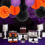 Black Orange Purple Halloween Party-Decorations - 18pcs Kits Paper Lanterns Fan,Tissue Flower Pom Poms Streamers,Honeycomb Balls,Graduation Birthday Wedding Baby Bridal Shower Decor Lasting Surprise - Image 7