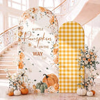 Tegeme 2 Pcs 7.2ft & 6ft a Little Pumpkin is on the Way Arch Backdrop Cover by Tegeme