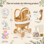 Vintage Wicker Baby Carriage Basket Set for Baby Shower, Wedding Party - Image 3