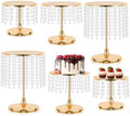 Metal Mirror Cake Stand Set with Crystal Pendants - Elegant Dessert Table Display for Weddings, Birthday Parties, Baby Showers, Events - Sturdy Crystal Bling Cupcake Stands for Pastries, Sweets, Decorations (Gold, Set of 6) by kehail