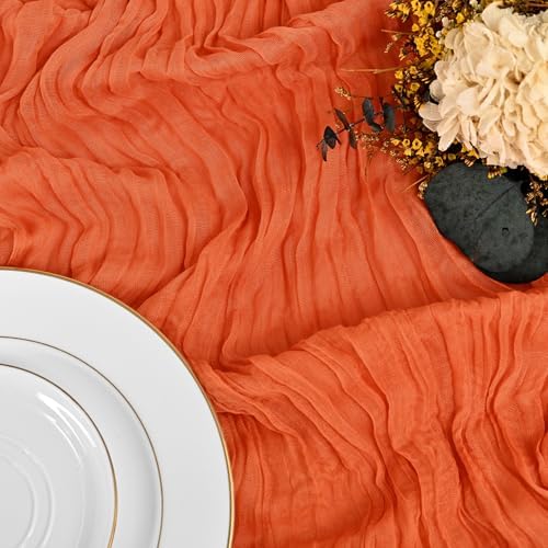 24 Pack Orange Table Runner 10Ft Cheesecloth Table Runner Rustic Gauze Table Runners Romantic Long Sheer Fabric Cheese Cloth Table Runners for Wedding Party Bridal Baby Shower - Image 4