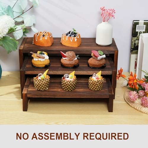 3-Tier Wooden Cupcake Stand & Display Risers, for Food Desserts & More, Sturdy & Reusable - Image 4