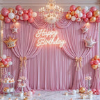 50x8ft Dusty Pink Backdrop Curtain for Baby Shower Parties Rose Pink Wrinkle Free Fabric Backdrop Curtain Wedding Photo Backdrop Drapes for Girls Birthday Party Photography Back Drop 10 Panels 5x8FT - Image 3