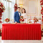 4 Pack Red Table Cloth for 6 Foot Rectangle Tables Spandex Fitted Tablecloth 6ft Stretch Table Covers Skirt Red Banquet Tablecloths Wrinkle Free Tablecloth for Party Wedding Birthday Event - Image 4