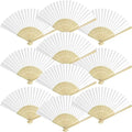50 Packs White Paper Fans Paper Hand Fan Bamboo Folding Fan Handheld Fan Paper Folded Fan Paper Fan for Wedding Party and Home Decoration by Grosun