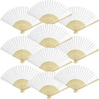 50 Packs White Paper Fans Paper Hand Fan Bamboo Folding Fan Handheld Fan Paper Folded Fan Paper Fan for Wedding Party and Home Decoration by Grosun