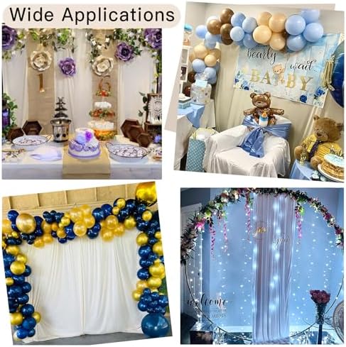 40ft x 10ft Wrinkle Free Ivory Backdrop Curtain for Parties, 8 Panels 5x10ft Silky Polyester Ivory Wedding Backdrop Drapes Photo Back Drop Cloth for Birthday Baby Shower Photography Background - Image 3