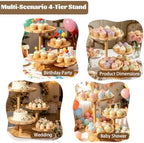 4-Tier Wood Petal Cupcake Stand, Holds up to 50 Cupcakes for Parties - Image 5