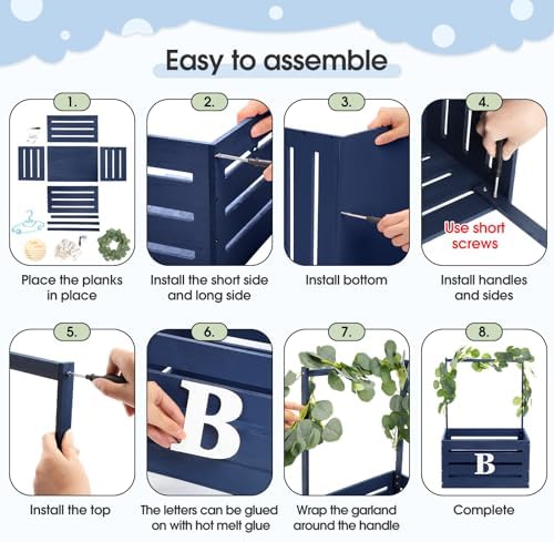 Barydat Wooden Baby Shower Crate Closet Set, Navy Blue - Image 4
