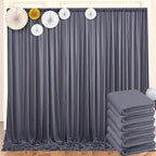 30ft x 10ft Wrinkle Free Charcoal Backdrop Curtains for Parties, 6 Panels Silky Polyester Photo Backdrop Drapes for Wedding Birthday Party Photography Background Backdrop Stand by ENJOYYOURPARTY