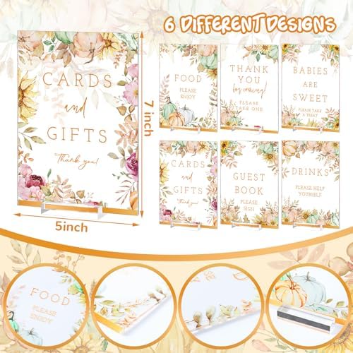 Vercraft 6 Pcs a Little Pumpkin Is on The Way Baby Shower Table Sign Decor - Image 2