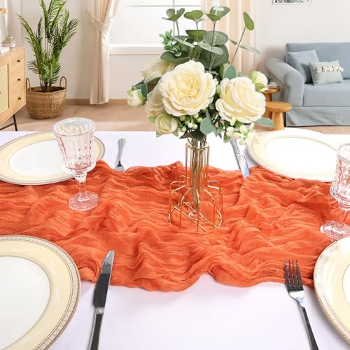 12 Pack 10Ft Orange Cheesecloth Table Runner 23 x 120 Inch - Image 4