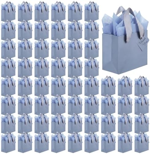 Qilery 50 Pcs Halloween Small Gift Bags, Dusty Blue, 4.7 x 2.4 x 3.9'' by Qilery