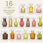 32 PCS Assorted Vintage Bud Vases, Colorful Glass Small Vases Bulk, for Centerpieces, Wedding Table Decor, Home Decorations & Gifts (Amber Series) - Image 2