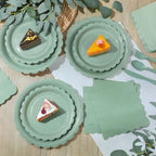 Ziliny 250 Pcs Sage Green Plates and Napkins, 50 Guest Spring Easter Party Supplies Include 9" 7" Scalloped Paper Plates Napkins Cups Disposable Tableware Set for Birthday Party Baby Shower - Image 3
