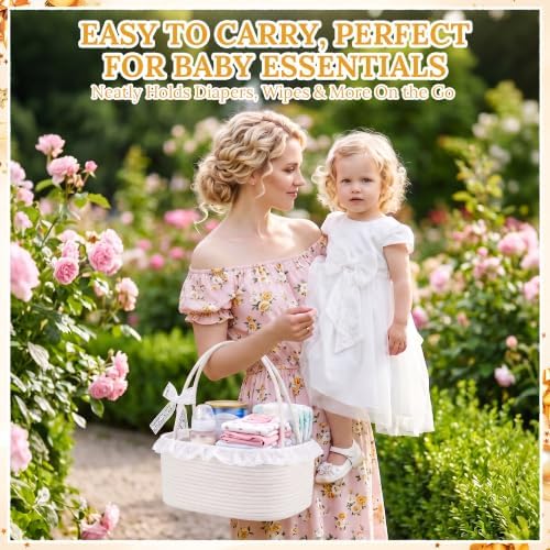 3PACK White Woven Gift Basket Set with Long Handles Gift Basket Empty - Image 4