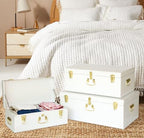 Vixdonos Decorative Box Set of 3 Metal Trunks Chest with Safety Lock Clasp for Treasure Organization and Home Dorm Decor,26.8x16.5x11Inches - Image 7