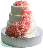 Cakebon Cake Stands - 13.5" Silver with Faux Rhinestones for Cakes and Pastries - Lightweight Polystyrene Foam for Party, Sturdy Wedding Cake Stand by Cakebon