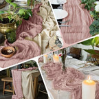 14 Pack Dusty Pink Cheesecloth Table Runner 17x108 Inch Semi Sheer Boho Gauze Cheese Cloth Fabric Table Runners, for Wedding Party Baby Shower Birthday Home Decor Garden Farmhouse - Image 5