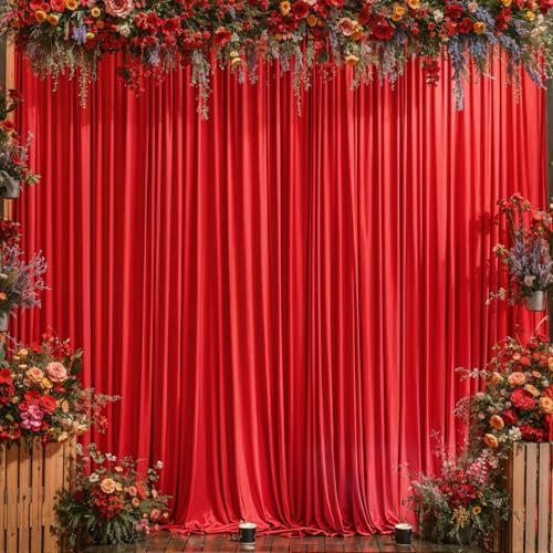 50x10ft Red Backdrop Curtain for Wedding Parties Wrinkle Free Fabric Red Drapes Backdrop Decoration for Baby Shower Birthday Photography Decoration 10 Panels, 5ft x 10ft - Image 7