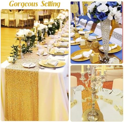 6 Pack Sequin Table Runner 12" x 108" Sparkle Table Runner Sequin Runners for Baby Bridal Shower Wedding Birthday Party Table Decor (Gold) - Image 6