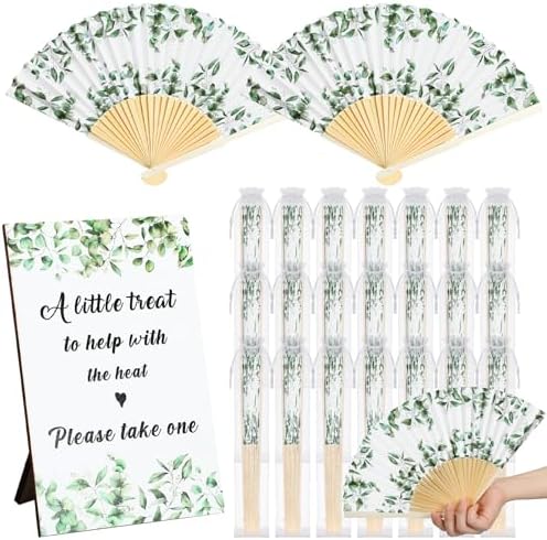 Leinuosen 51 Pcs Wedding Favors for Guests Bulk Eucalyptus Leaves Fans by Leinuosen