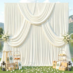 40ft x 10ft Ivory Backdrop Curtains, 8 Panels Cream Drapes for Backdrop - Image 2