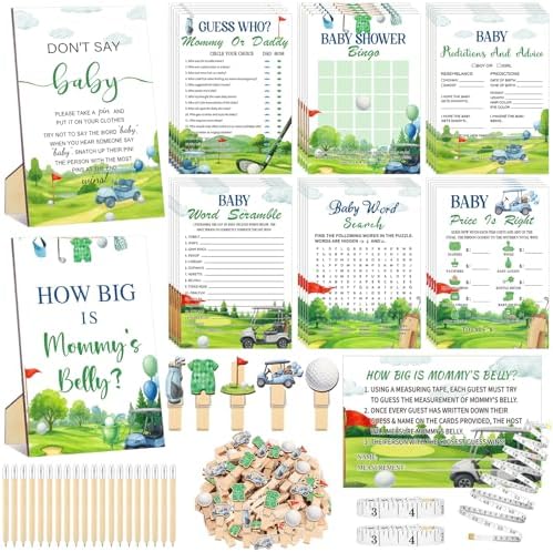 Funnymoom 426 Pcs Golf Baby Shower Games, 8 Activities Bingo Cards by Funnymoom