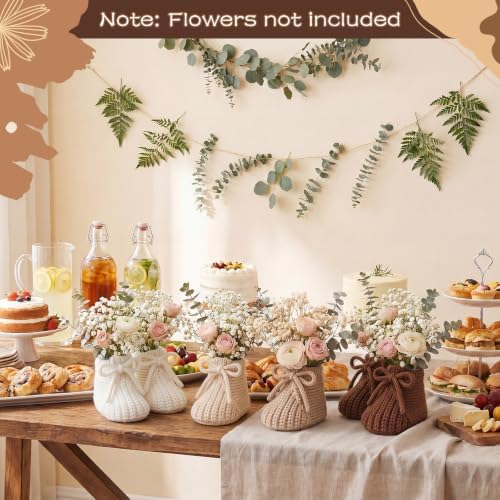 Tranqun 4 Sets Baby Booties Centerpiece No Floral DIY,Low Top,Brown - Image 5