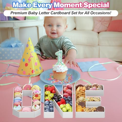 ONE Charcuterie Board Letters Fillable, ONE Cardboard Letters for Charcuterie, ONE Letters for Food Chocolate Cupcake Candy, Paper Mache Letter Trays for Birthday Baby Shower Anniversary Decoration - Image 6