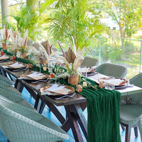 24 Pack Emerald Green 10Ft Cheesecloth Table Runner - Image 6