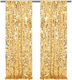 Big Payette Gold Sequin Backdrop Curtain 2 Panels 2ftx8ft Glitter Sparkly Party Background Drapes for Wedding Birthday Baby Shower Event Decoration by SoarDream