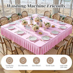 Wish Care Pink Spandex Tablecloths for 60x60 Inch Square Tables, Stretch Fitted Table Clothes with Pleated Ruffle Skirt for 60” Table, Wrinkle Free and Elastic, for Party Kitchen Home Dining - Image 6