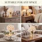 4 Sets Mason Jar Centerpiece with LED Lights and Champagne Hydrangea Fake Flowers Vase for Wedding Bridal Shower Party Coffee Table Decor - Image 6