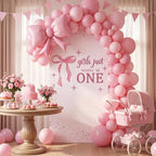 Breling Girls Just Wanna Be One Birthday Decor 6.6 ft Pink Bow Arch Cover - Image 2