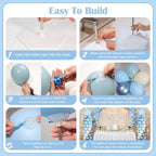 Dusty Blue White Balloons Stand Column Kits 2 Sets Balloon Towers - Image 5