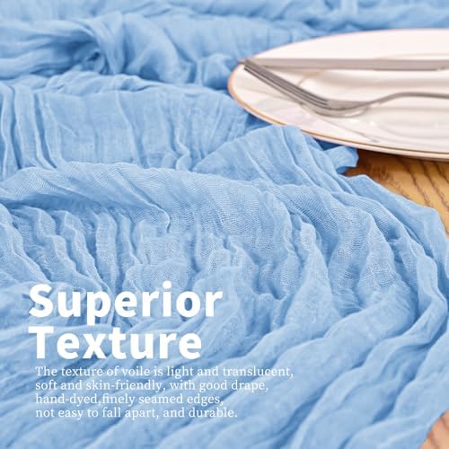 20 Pack Light Blue Table Runner 17 x 108inch Cheesecloth Table Runner Rustic Boho Gauze Sheer Fabric Cheese Cloth Table Runners for Wedding Party Bridal Baby Shower Birthday Spring Table Decor - Image 2
