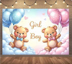 10x8 feet Gender Reveal Background Photo Bears, Pink and Blue Balloons, Clouds for Gender Reveal Party Banner Baby Shower Photo Background Banner Decorative Photo Studio - Image 2
