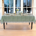 Ridhi Basil Green Block Print Cotton Rectangle Table Cloth, 52x70 inch - Image 7