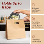 Natural Brown Kraft Paper Bags with Die Cut Handles - 11" x 6" x 11" - Image 4