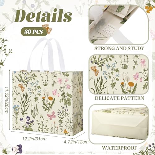 Abbylike 30 Pcs Wildflower Large Floral Tote Gift Bags Non Woven Handle - Image 2