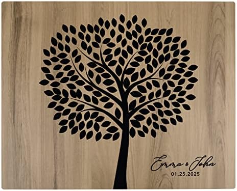 Andaz Press Large Wooden Welcome Sign for Wedding, Rustic Welcome Sign 16" x 20" Custom Names & Date Tree Leaves Thumbprint Wedding Signage English Oak MDF Wood Finish Reception Indoor Outdoor Signs by AndazPress