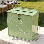 Acrylic Card Box with Lock & Slot, Sage Green Money Gift Card Box for Wedding Reception, Cash Envelope Box Ideal for Graduation Bridal Baby Shower Engagement & Anniversary Party Supplies - Image 2