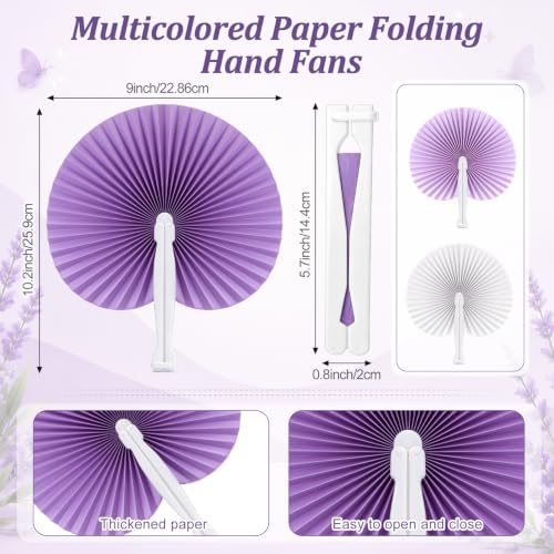 Mifoci 60 Pcs Purple 24 Pcs Round Paper Folding Fans Bulk for Party - Image 2