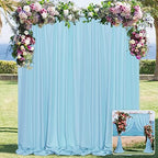 MYSKY HOME Light Blue Backdrop Curtains for Parties, Weddings, Stage, Baby Showers, Birthdays - 5ft x 10ft, 2 Panels with Rod Pocket Sliding Drapes by MYSKYHOME
