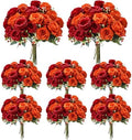 Geosar 8 Bundles Artificial Peonies Flowers,Orange, Deep Red by Geosar